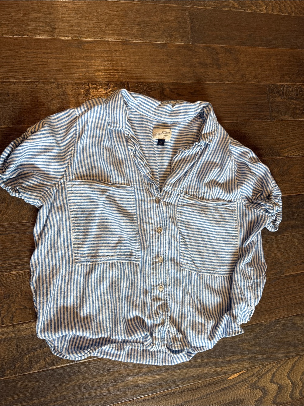 Universal Thread Blue and White Striped Button-Down Shirt